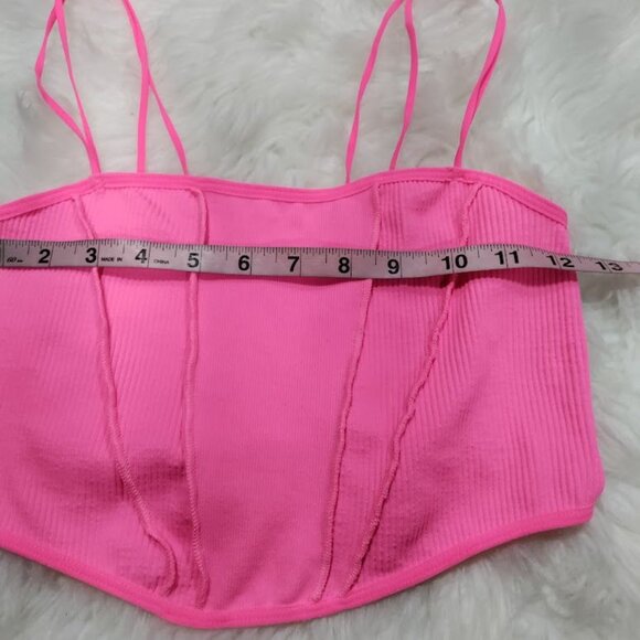 Urban Outfitters Pink Out From Under Fiona Ribbed Cami Crop Top Women's Size M - Picture 7 of 8